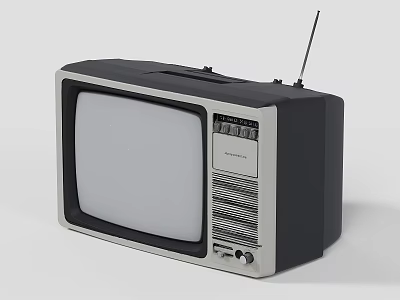 Vintage Television With Antenna Black And White Screen And Control Buttons 3d model