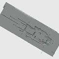 Detailed Gray Mechanical Layout Drawing With Structure Lines And Hole Patterns