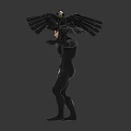 Action Character In Black Tech Outfit Holding Winged Bird Creature Toy Model