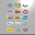 Colorful Sticker Labels With Various Themes Including Job Hunting Education And Lifestyle