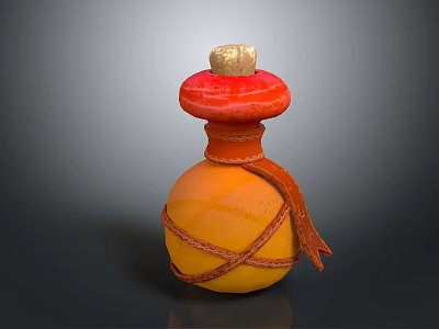 Medical Device Container With Orange Body Red Lid Gold Top And Brown Rope Wrap 3d model