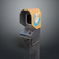 Orange Self Service Kiosk Machine With Digital Screen And Keypad Interface