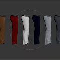 Various Colored Pants with Black Belts on Grey Smooth Surface