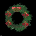 Festive Christmas Evergreen Wreath With Red Gold Ornaments Gold Bells And Red Bow