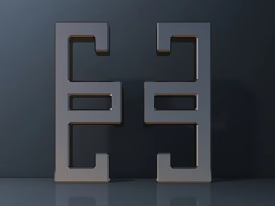 Silver Metal Handles With Modern Geometric Design For Furniture Close Up View 3d model