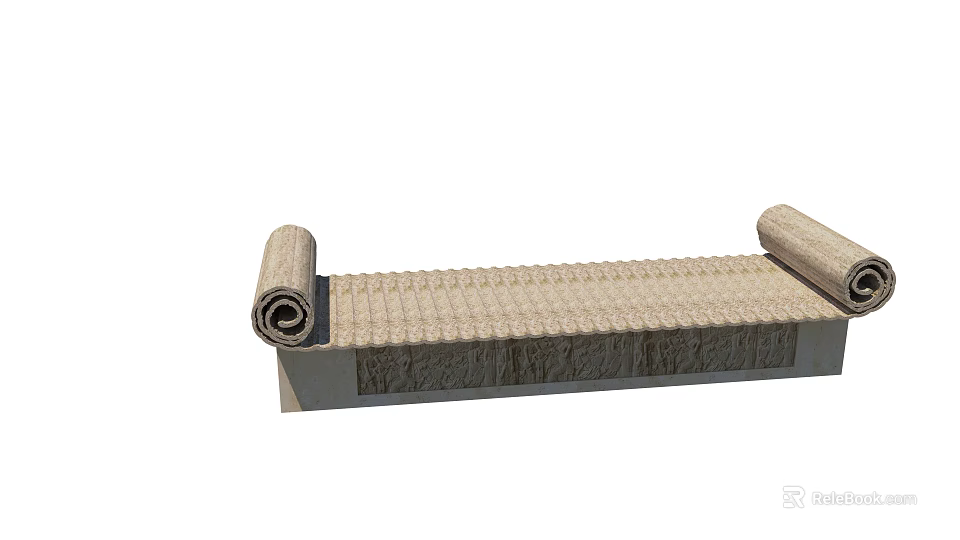 Natural Woven Landscape Seating With Rattan Material And Scroll Design For Outdoor Garden 3d model 