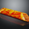 Delicious Burrito With Melted Cheese Red Sauce And Green Herbs