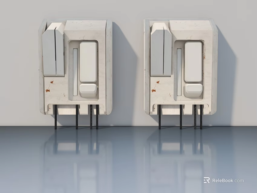 Modern Swing Doors Design With White Frame And Metal Hardware For Interior 3d model 