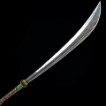 Traditional Long Blade Weapon With Silver Edge And Green Gold Decorative Handle