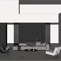 Duplex Living Room Interior Design With Modern Sofa Coffee Table And Accent Wall 3d model