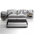 Stylish Modern Upholstered Double Bed With Geometric Headboard And Nightstands