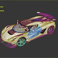 Aerodynamic White Sports Car With Black Roof Green Accents And Large Rear Wing