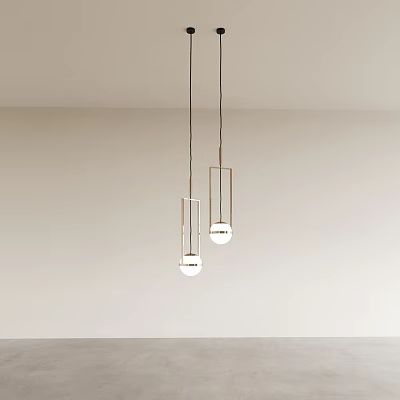 Modern Luxury Pendant Lights With Geometric Metal Frame And Spherical Bulbs 3d model