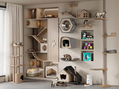 Multi Level Cat Tree with Scratching Posts Perches and Cozy Cat Beds 3d model