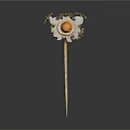 Elegant Floral Hairpin Jewelry With Yellow Gem Center And Gold Decorative Elements