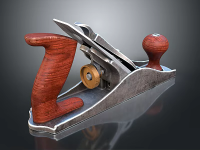 Professional Hardware Woodworking Plane With Metal Body Wooden Handle For Precision Crafting 3d model