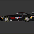 Black Racing Car With Red Stripes Emirates Logo Number 60 Aerodynamic Rear Spoiler