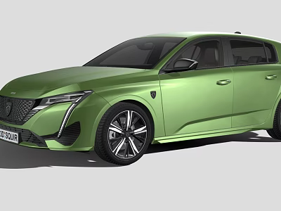 Green Modern Hatchback Car With Sleek Body And Black Wheels Design 3d model