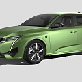Green Modern Hatchback Car With Sleek Body And Black Wheels Design