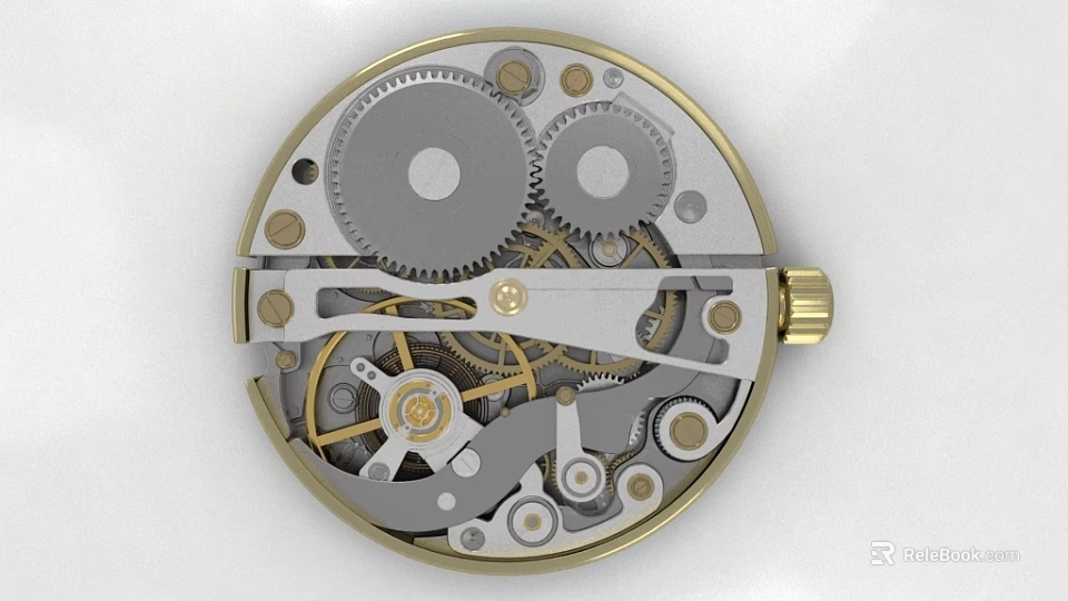 Intricate Clock Mechanism Interior With Interlocking Gears And Metal Components 3d model