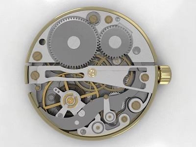 Intricate Clock Mechanism Interior With Interlocking Gears And Metal Components 3d model