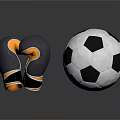 Classic Black Orange Boxing Gloves And White Black Soccer Ball For Sports Use