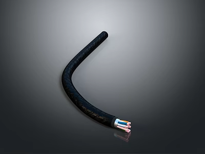 Black Electrical Cable With Colored Cores And Flexible Rubber Sheath 3d model