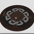 Decorative Circular Shield With Brown Border Copper Center And White Interlaced Patterns 3d model