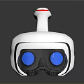 Modern White VR Headset With Blue Lenses And Adjustable Straps