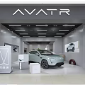 AVATR Showroom Interior With Display Car And Modern Design Elements 3d model