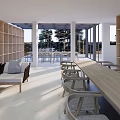 Book Art Inspired Library Interior With Wooden Bookshelves Sofas Long Table And Natural Light