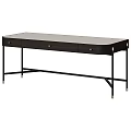 Modern Functional Desk With Wooden Top Black Metal Legs And Drawers For Home Office