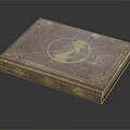 Vintage Hardcover Book with Brown Cover Gold Decorations Circular Emblem and Elegant Design