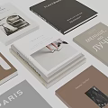 Modern Designed Books And Magazines With Minimalist Covers And Stacked Arrangement