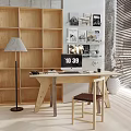 Study Birch Desk Birch Bookcase Floor Lamp Computer Wall Lamp Magazine Bookshelf Dead Branch Pot 3d model