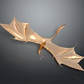 Golden Winged Dragon Sculpture With Detailed Design And Metallic Shiny Finish