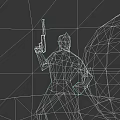 Game And Movie Character Male In Tactical Vest Holding Handgun With Dark Background