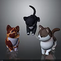 Cute Cartoon Cats with Different Colored Fur in Playful 3D Character Design