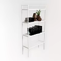 White Multi Tiered Bookshelf With Books Brown Vases Green Plant And Black Folders