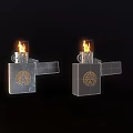 Two Metal Lighters With Burning Flame And Decorative Pattern For Daily Use