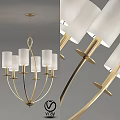 Modern Gold Metal Chandelier With Multiple White Lampshades And Elegant Hanging Design