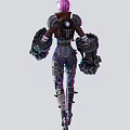 Futuristic Sci Fi Game Character In Mechanical Armor With Cybernetic Arms 3d model