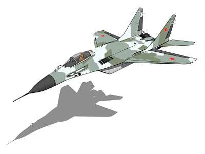 Detailed Camouflage Painted Fighter Jet with Cockpit and Wings in Flight 3d model