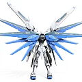 Detailed Mechanical Robot Model With Blue White Wings And Armor Design