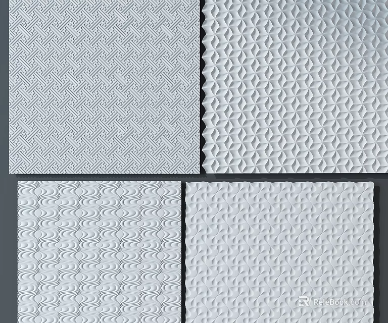 Textured Wall Panels With Various Geometric And Wavy Patterns For Interior Design 3d model