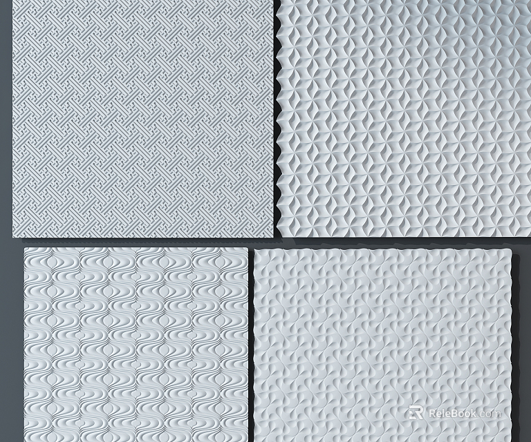 Textured Wall Panels With Various Geometric And Wavy Patterns For Interior Design 3d model 