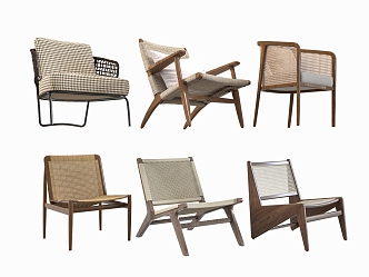 Modern Rattan Outdoor Chair Courtyard Leisure Chair 3d model