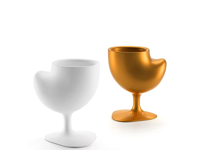 White and Gold Bird Shaped Vases with Fresh Flowers Decorative Flat and Tall Base Design 3d model