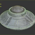 UFO Shaped Disc Structure Featuring Circular Dome And Geometric Texture On Gray Surface 3d model