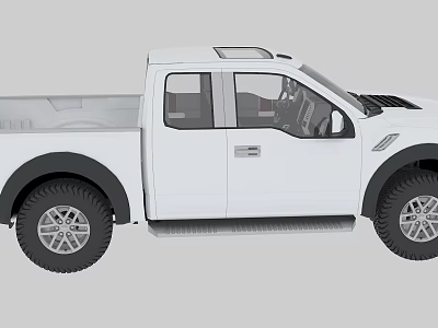 White Stylish Pickup Truck With Double Cab Off Road Tires And Cargo Bed 3d model